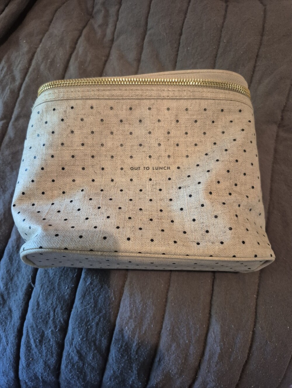 kate spade Beige Polka Dot "Out To Lunch" Cosmetic Pouch